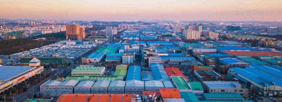 aerial-view-sunset-industrial-park